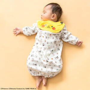 モンポケ ピカチュウ 新生児2WAYドレス スタイ付き (イエロー&times;50-70cm)