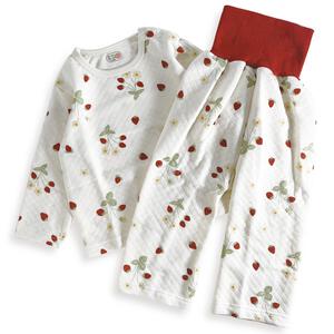 長袖腹巻付きパジャマ ニットキルト イチゴ柄 レッド&times;90cm ベビーザらス限定