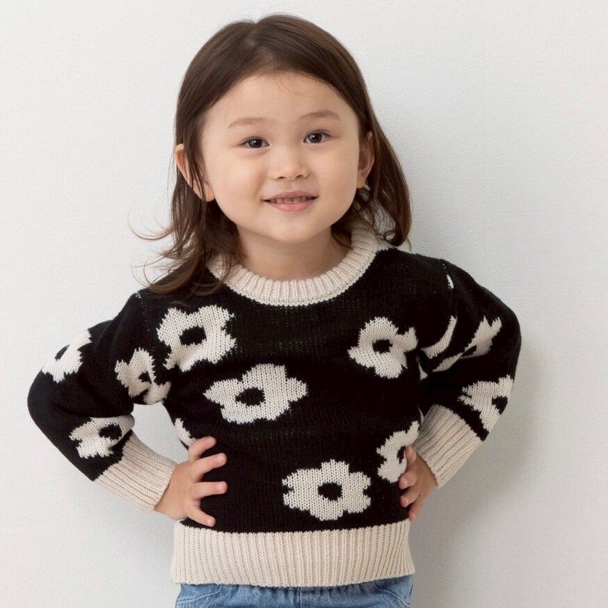 Yoko Kids ニット sophitica ニットジャガード デイジー ブラック×80cm | マタニティ