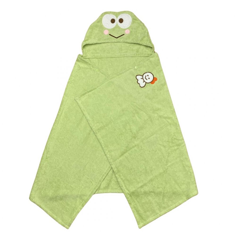 SANRIO サンリオ フード付き湯上りタオル ケロッピ グリーン×フリー
