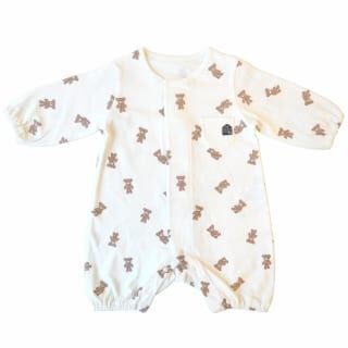 長袖前開きワンタッチロンパース クマ(ブラウン×60-70cm) ベビーザらス
