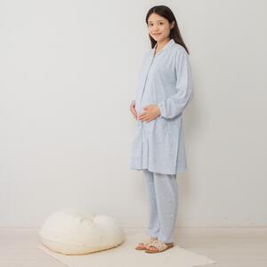 Petit jouet for maternity プティジョエット 長袖テーラーパジャマ 腹巻レギンス スムース わたげ柄(ライトブルー×M-L)