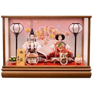 【雛人形】ケース飾り 親王飾り「桜扇木目アクリル」 (322589)ひな人形 ひな祭り お雛様 コンパクト おしゃれ 収納飾り【メーカー直送】