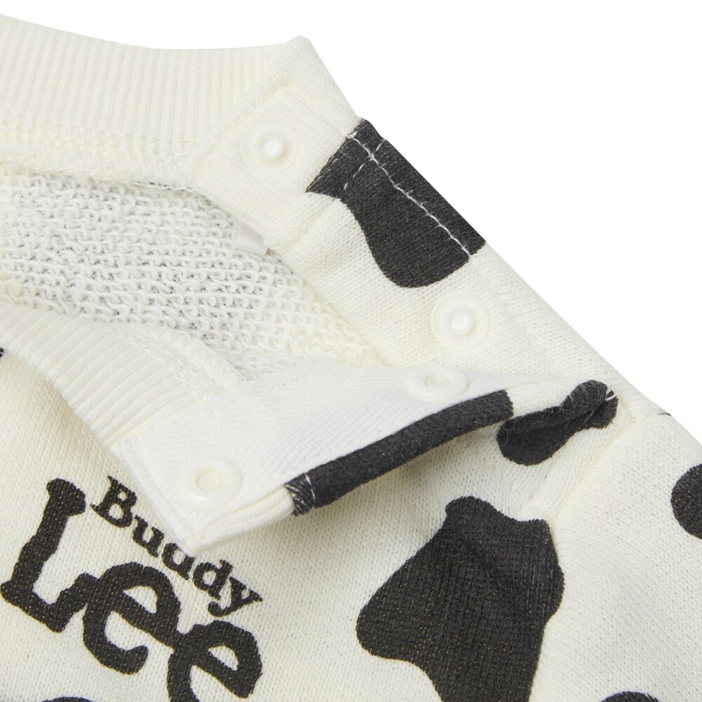 BUDDYLEE 長袖ボディスーツ ガーゼ裏毛 牛柄 ポケット付き