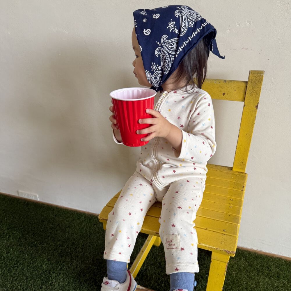 FirstCloset×mioさん】 長袖ファスナーオール 星柄 裏毛 ナチュラル