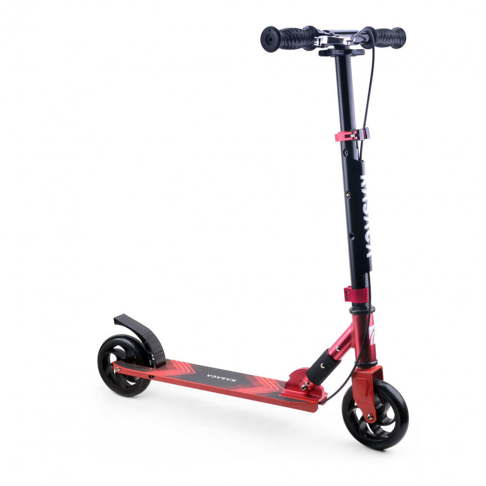 ハンドブレーキ付き 145mmキックスクーター（レッド）折りたたみ