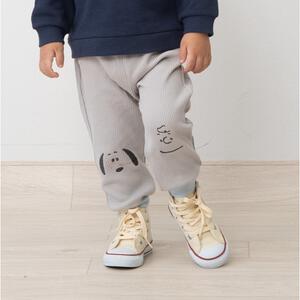 SNOOPY スヌーピー ロングパンツ ワッフル グレー×80cm