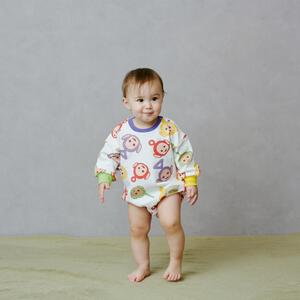 【テレタビーズ】長袖ダルマボディスーツ 総柄 ナチュラル×80cm