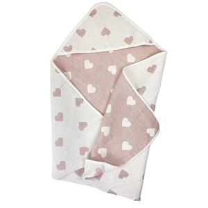 多重ガーゼおくるみ ハート(ピンク×フリー) ベビーザらス限定