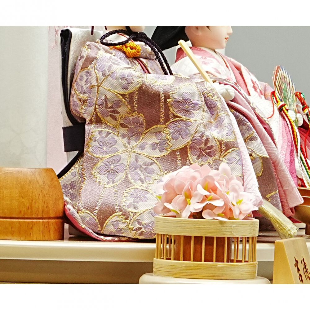 雛人形】ケース親王飾り「桜刺繍衝立パノラマアクリル」（322723