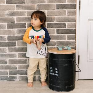 SNOOPY スヌーピー 長袖Tシャツ ラグラン 袖配色 ナチュラル×95cm