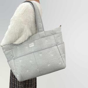 【ブラックフライデー】ヌビ マザーズバッグ リボン柄 グレー