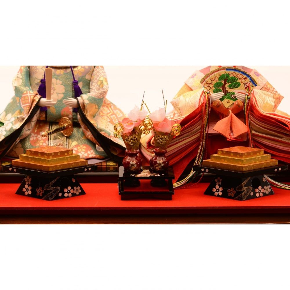 雛人形】ケース飾り 親王飾り「格子に霞桜六角アクリル」 (322135