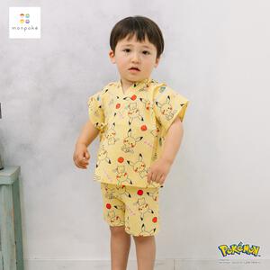 monpoke モンポケ 甚平 総柄 ピカチュウ フルーツ イエロー×80cm