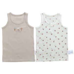 【ブラックフライデー】2枚組 涼感袖なしシャツ肌着 シースルー アイス ハート ピンク×90cm
