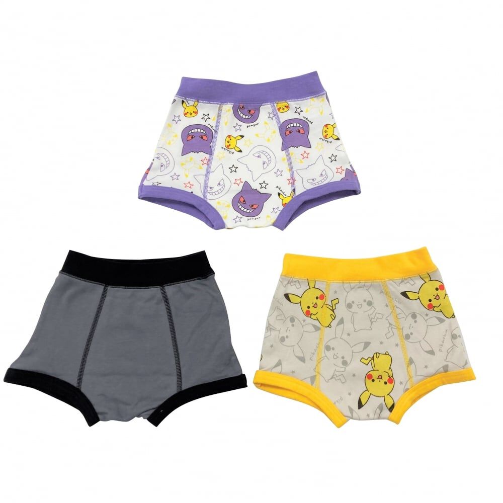 monpoke モンポケ 3枚組ボクサーパンツ 総柄×ワンポイント