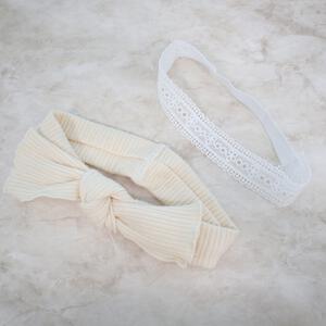 RAT-A-TATR ラッタッター ベビーヘアバンドセット 2本組 リブ レース ナチュラル