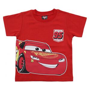 Disney ディズニー カーズ 半袖Tシャツ 天竺 ビッグプリント レッド&times;95cm