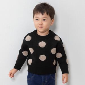 ベビーザらス限定　RAT-A-TATR ラッタッター ケーブルニット ループ編み柄 ドット(ブラック&times;90cm)