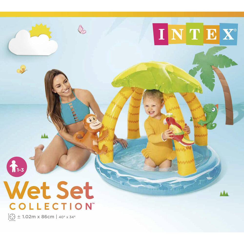 Tropical Island Gutschein 2 Für 1 Pdf 2022 INTEX トロピカル アイランド ベビープール 102×102×86cm サンシェード付き ビニールプール 小型 小さい 丸型 円形