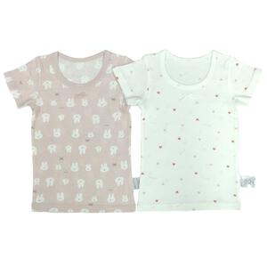 2枚組抗菌半袖シャツ肌着フライス うさぎ&times;ハート ピンク&times;95cm ベビーザらス限定