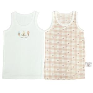 2枚組涼感袖なしシャツ肌着 アイス&times;チェック ピンク&times;80cm ベビーザらス限定