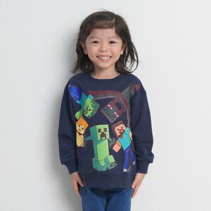 マインクラフト 裏毛プリントトレーナー ネイビー&times;130cm