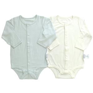 長袖前開きロンパース肌着 2枚組 シルキー パステルブルー×80cm ベビーザらス限定