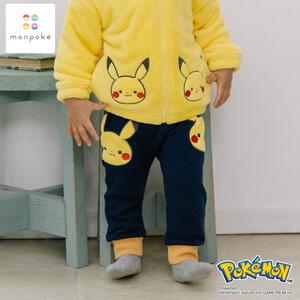 monpoke モンポケ ロングパンツ 裏毛 ボアアップリケ ネイビー&times;100cm