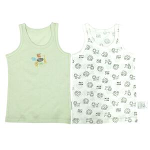 2枚組涼感袖なしシャツ肌着 シースルー アニマル グリーン&times;95cm ベビーザらス限定
