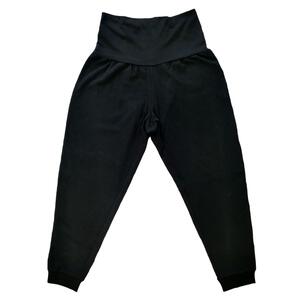 マタニティパンツ  ストレッチリップルリブ ジョガーパンツ ブラック×L