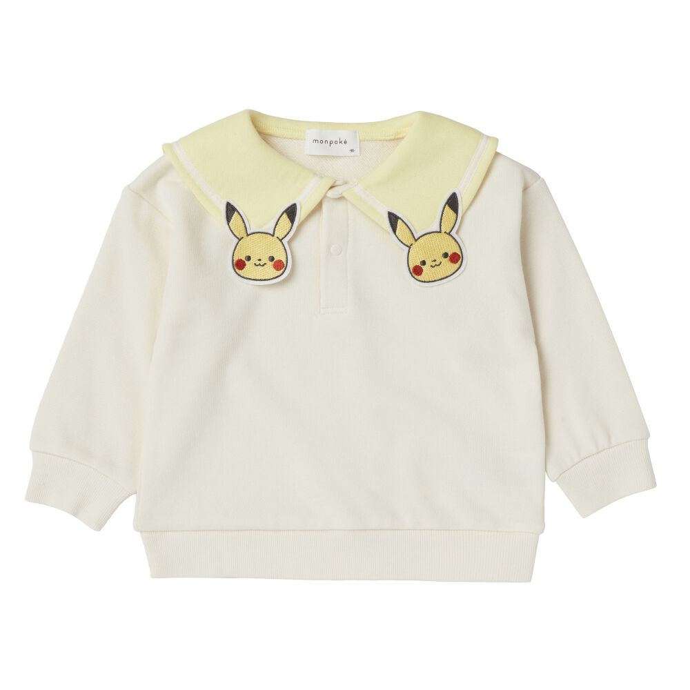 monpoke モンポケ トレーナー 衿付き ピカチュウ ナチュラル×110cm
