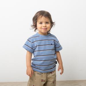 POLO BCS 鹿の子マルチボーダーＴシャツ サックス&times;80cm ベビーザらス限定