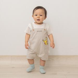 monpoke モンポケ半袖ロンパース サロペット型 ベージュ&times;80cm