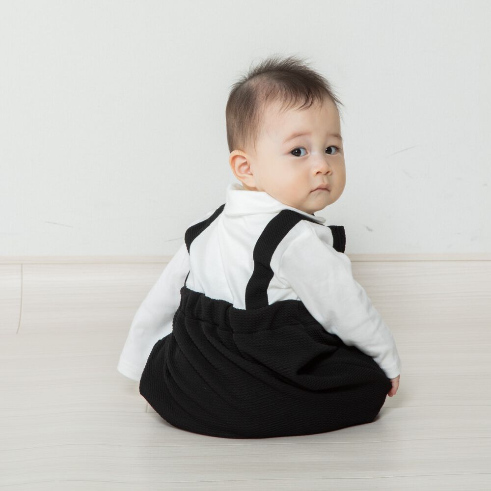 長袖フォーマルロンパス フォーマルニット 蝶ネクタイ付き(ブラック