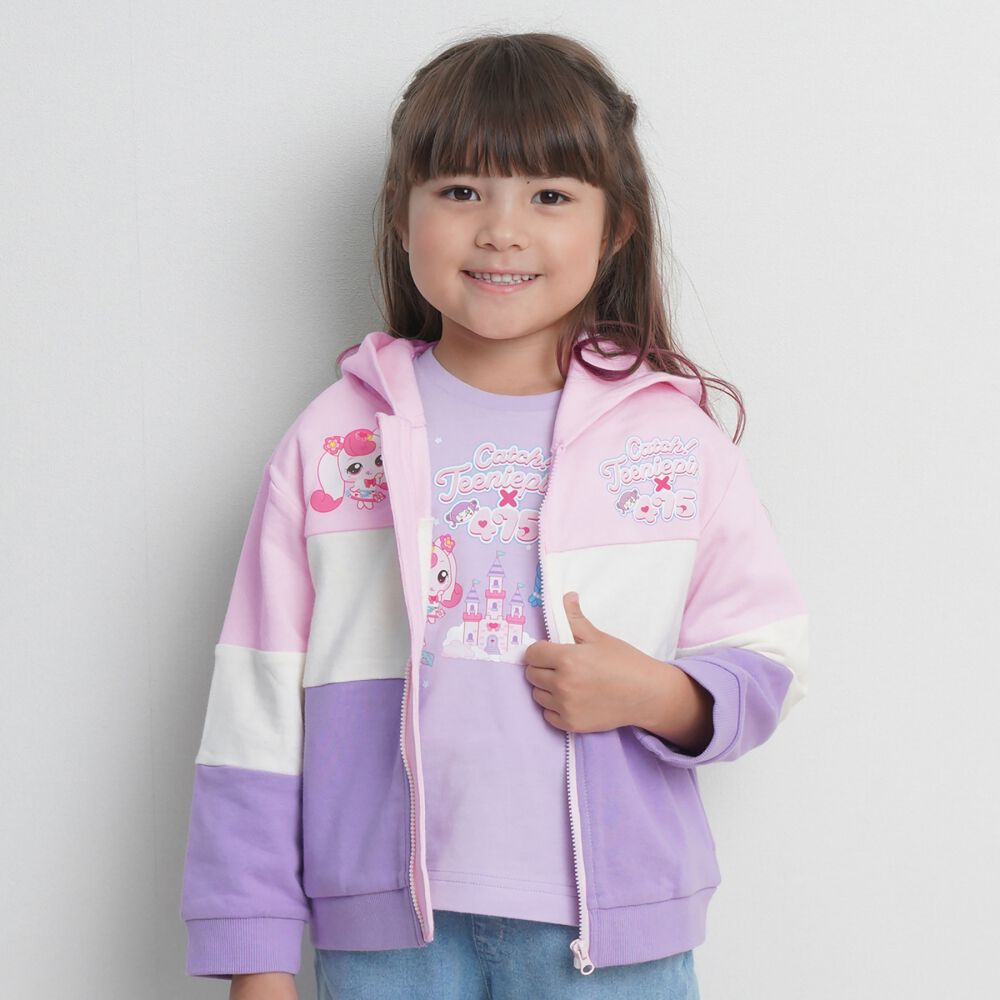 ティニピン×しなこ】パーカー 長袖フード付き 裏毛 ピンク×110cm