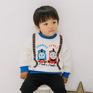 THOMAS トーマス 長袖デイリートレーナー 起毛 サスペンダー風 ホワイト×100cm ベビーザらス限定
