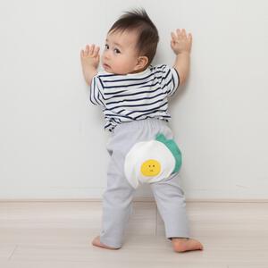 オシリハッピーモンキーパンツ 目玉焼き グレー×70cm ベビー服 ベビーウェア ボトムス 赤ちゃん 男の子 女の子 ユニセックス 子供服 保育園 幼稚園
