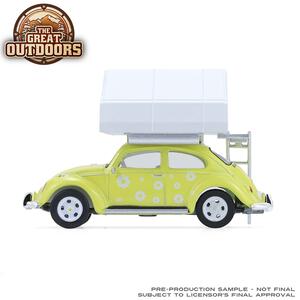 GL 1/64 Classic Volkswagen Beetle - Yellow Flower Power with Camp'otel Cartop Sleeper Tent