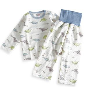 長袖腹巻付きパジャマ ニットキルト 恐竜柄 アイボリー&times;90cm ベビーザらス限定