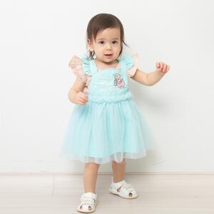 ディズニー サロペットスカート ミニ裏毛&times;チュール ヤングオイスター (グリーン&times;70-80cm)