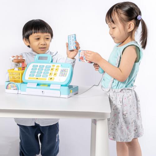 スキャンできるよ！お買い物ショッピングレジスター ブルー トイザらス限定 おままごと クリスマスプレゼント 3歳 4歳 5歳