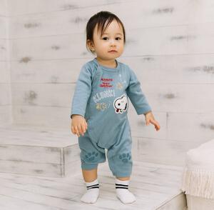 SNOOPY 長袖カバーオール おしり顔 スヌーピー ブルー×70cm ベビーザらス限定