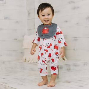 Disney ディズニー 長袖前開きプレオール スタイ付き ベイマックス ホワイト×60-70cm