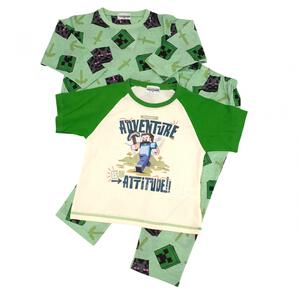 マインクラフト 天竺長袖パジャマ＋半袖Ｔシャツセット パジャマ グリーン&times;120cm ベビーザらス限定