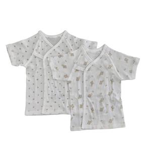 新生児肌着 短肌着 ２枚組 熊風船&times;アルファベット柄 ホワイト&times;50-60cm
