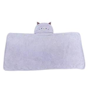【ブラックフライデー】湯上りタオル ネコ パープル