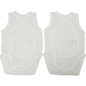 日本製 ノースリーブメッシュ打ち合わせロンパース2枚組 スナップタイプ イエロー&times;50-60cm