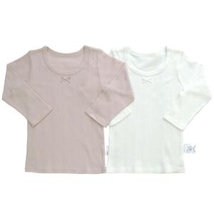 長袖シャツ肌着 2枚組 抗菌防臭ランダムリブ ピンク×100cm ベビーザらス限定