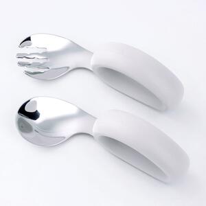 dear BABY ディアベビー はじめてでもにぎりやすいスプーン&フォーク (グレージュ) ベビーザらス限定